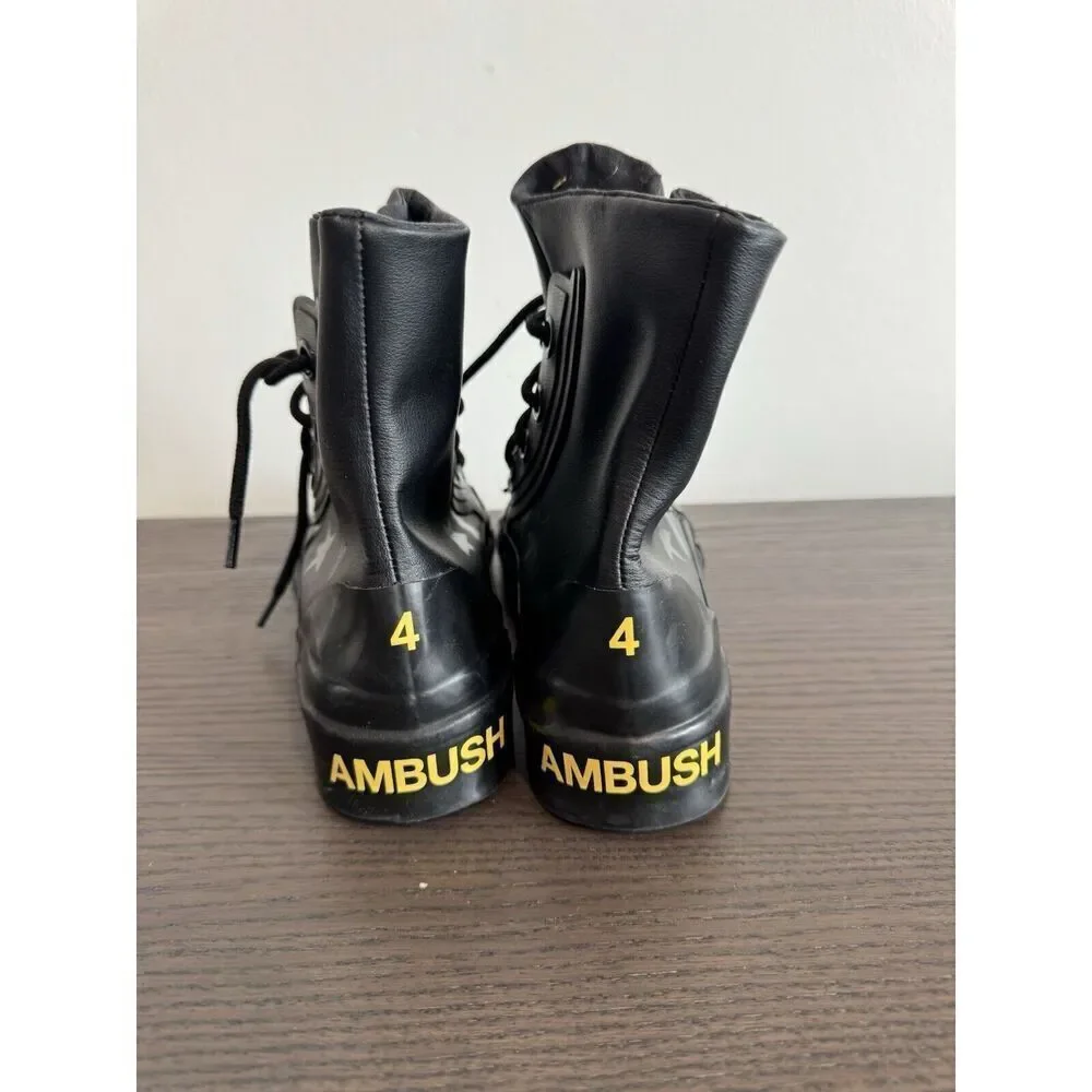 Converse Ambush Pro Leather High Top Women's 5.5 Triple Black Rubberized Sneaker - Picture 5 of 8